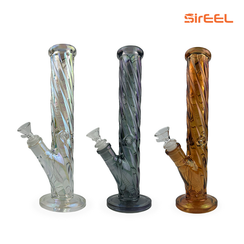 SirEEL - 12" Twisted Iridized Straight Tube Bong with Flower Bowl, Assorted Colors May Vary SirEEL - 12" Twisted Iridized Straight Tube Bong with Flower Bowl, Assorted Colors May Vary