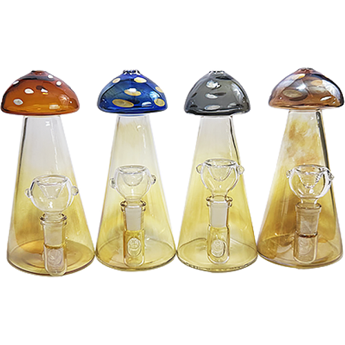 LuvBuds - 7" Inline Perc Mushroom Beaker Bong, Assorted Colors May Vary