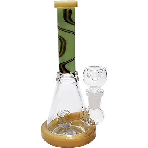 8" Wig Wag Neck Shower Perc Beaker Bong | Assorted Colors