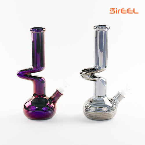 14" SirEEL Electroplated Zong Shaped Bong with Flower Bowl | Assorted Colors