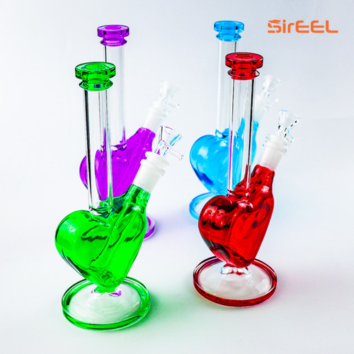 SirEEL - 9" Heart Shaped Basin Water Pipe with Bowl, Assorted Colors
