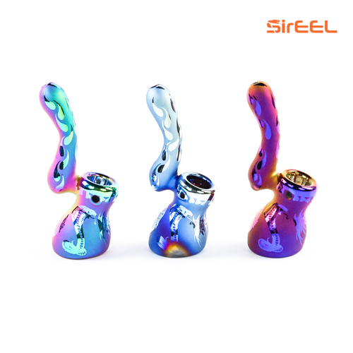 SirEEL - 6" Iridized Etched Sherlock Bubbler, Assorted Colors May Vary SirEEL - 6" Iridized Etched Sherlock Bubbler, Assorted Colors May Vary