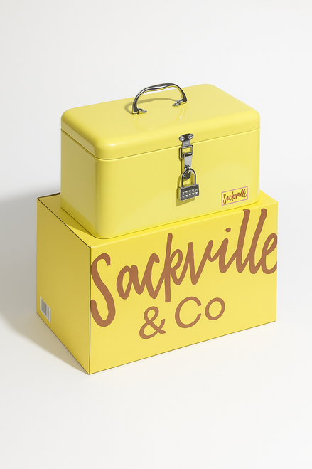 SACKVILLE - Stash Lock Box, Yellow (Generated with AI which can make mistakes)