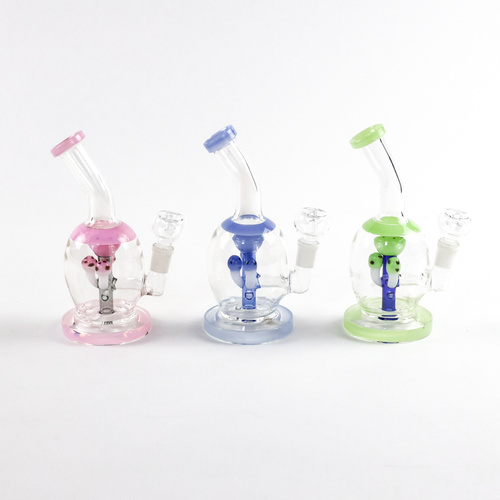 LuvBuds - 7.5" Bent Neck Spore Perc Bong with Flower Bowl, Assorted Colors May Vary LuvBuds - 7.5" Bent Neck Spore Perc Bong with Flower Bowl, Assorted Colors May Vary