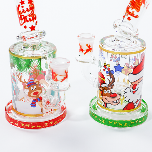 6" Baked On Holiday Themed Dab Rig with Banger | Assorted Colors