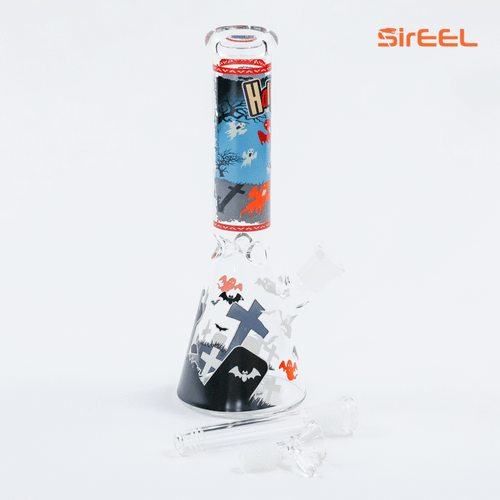 SirEEL - 10" Halloween Beaker Bong with Assorted Tube Designs and Flower Bowl, Assorted Colors May Vary