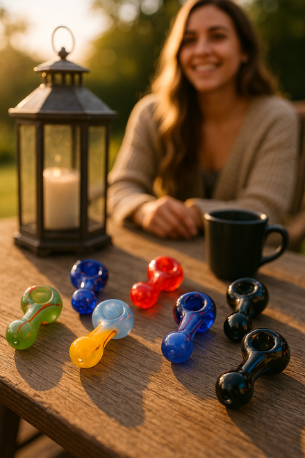LuvBuds - 2.5" Assorted Bulk Glass Hand Pipes * fits PCLDISPFULL, Solid Colors (Generated with AI which can make mistakes)