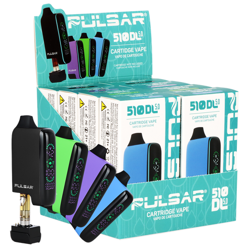 Pulsar - 8pk 510 DL 5.0 Auto Draw 1000mAh Variable Voltage Battery, Retail Display, Assorted Colors Pulsar - 8pk 510 DL 5.0 Auto Draw 1000mAh Variable Voltage Battery, Retail Display, Assorted Colors