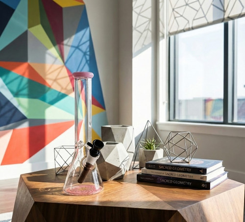 SirEEL - 10" Colorful Geometric Base Beaker Water Pipe, Assorted Colors May Vary