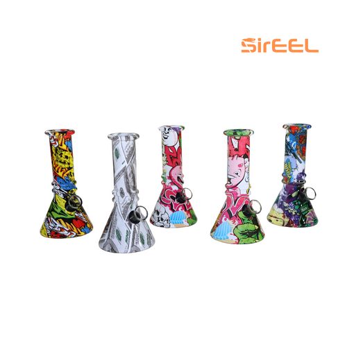 SirEEL - 6" Image Transfer Beaker Bong with Flower Bowl, Retail Packaging, Assorted Colors May Vary