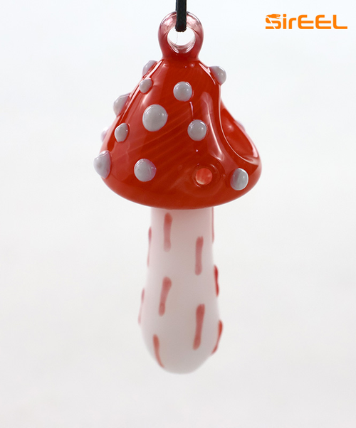 SirEEL - Mushroom Glass Pendant MiniPipe, Black Necklace Included SirEEL - Mushroom Glass Pendant MiniPipe, Black Necklace Included