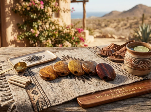 LuvBuds - 5pk Natural ZenStone Pipes From Mexico, Assorted Colors May Vary (Generated with AI which can make mistakes)