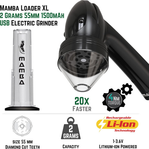 MAMBA - 2000mAh V2 XL Electric Grinder, Black/Black