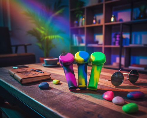 SirEEL - 25pk Little Compact Silicone Hand Pipes, Assorted Colors May Vary, Retail Display (Generated with AI which can make mistakes)