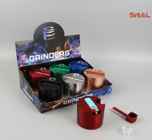 SirEEL - 6pk 77mm Zinc 5pc, Session Pro 3-in-1 Grinder with BIC Mini Holder & Integrated Glass Bowl Pipe, Assorted Colors May Vary (BIC Mini Not Included)