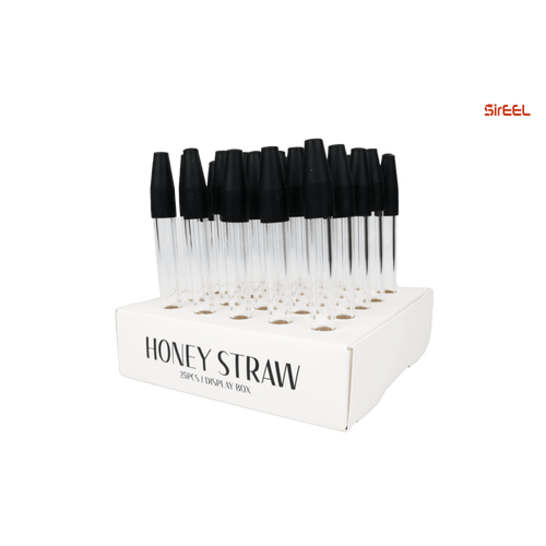 SirEEL - 25pk Premium 5" Quartz Dab Straw with Silicone Cover, Retail Display