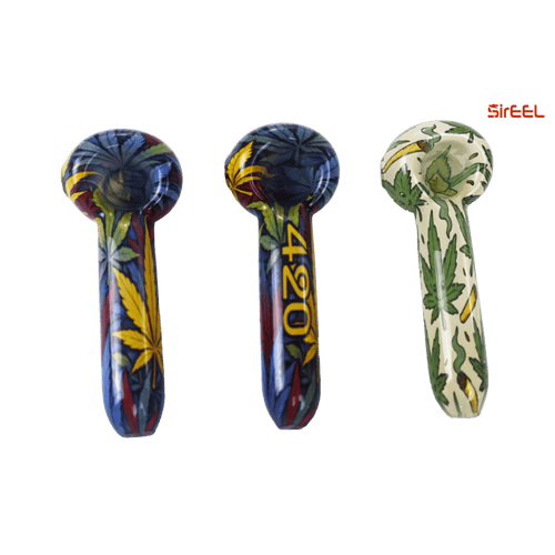 SirEEL - 4" Artistic 420 Image Transfer Glass Spoon, Assorted Designs May Vary