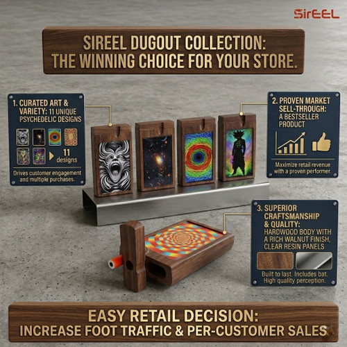 SirEEL - 4" Static Trip Dugout One Hitter, Assorted Colors May Vary (Generated with AI which can make mistakes)