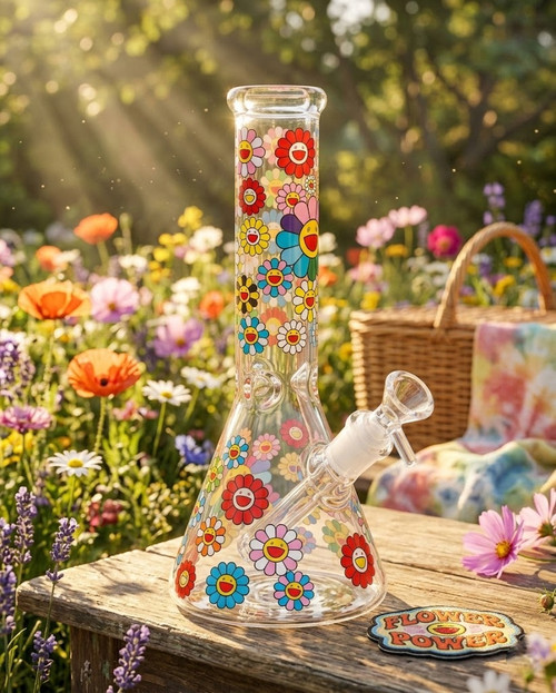 SirEEL - 8" PetalPop Beaker Bong with Bowl, Assorted Colors May Vary (Generated with AI which can make mistakes)