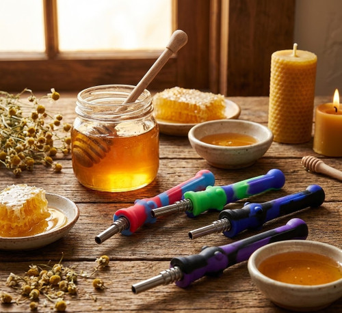 LuvBuds - Silicone Honey Straw, 14mm Titanium Tip, Assorted Colors May Vary