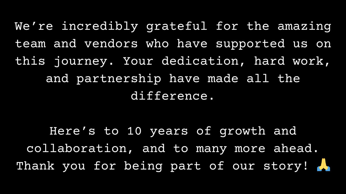 We are incredibly grateful