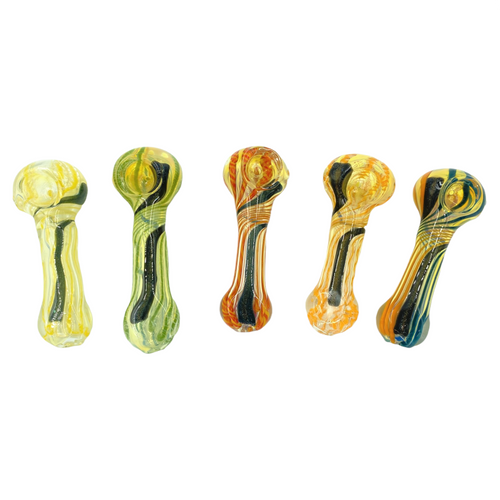 2.5 Inch Dichro & Gold Fumed Spoon Glass Hand Pipe