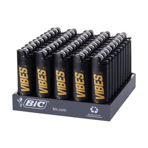 Bic Lighter Maxi 50 Pk Retail Display VIBES Blackout + BONUS