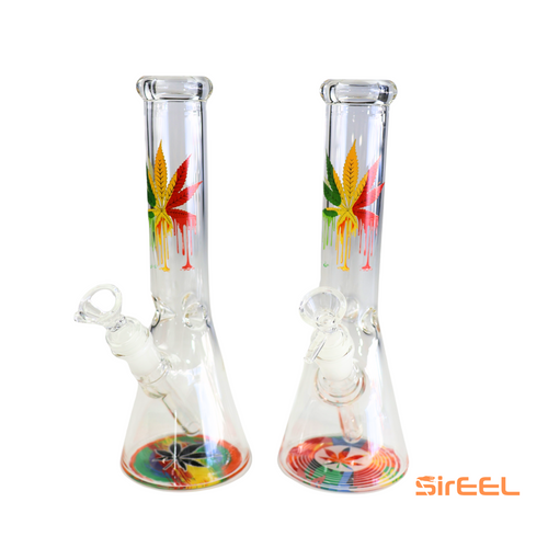 SirEEL - 9.75" 420 Drip and Rip Technicolor Beaker Bong with Bowl, Assorted Colors May Vary