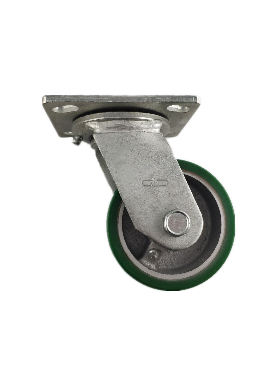 6640-01-PCI | POLYURETHANE ON CAST IRON SWIVEL PLATE CASTER