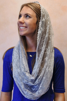 Silver Gray Infinity Chapel Veil - Church Head Covering