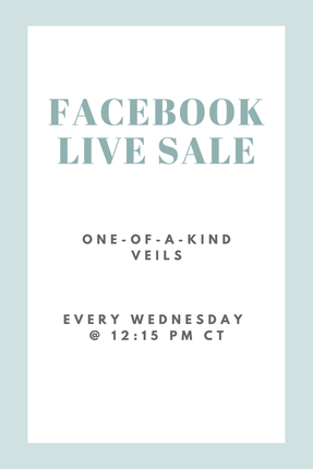 Take a moment and reflect on God's Goodness and Grace as we get ready for our LIVE broadcast showcasing  One-Of-A-Kind Veils every Wednesday at 12:15p.m. As with all of our Custom Made, Lazarus or Customized Veils, these veils cannot be returned or exchanged. 