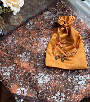 November Birthstone Bundle Topaz - St. Gertrude Ombre Trinity Veil, Citrine Satin Chapel Bag, Bracelet Rosary