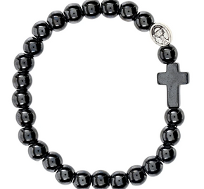 Boys Hematite First Holy Communion Bracelet
