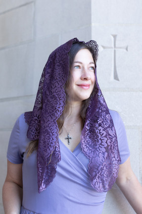 Lazarus Veils: Merciful Love Veil in Amethyst. Sold AS IS - non-refundable, non-returnable, no exchanges.