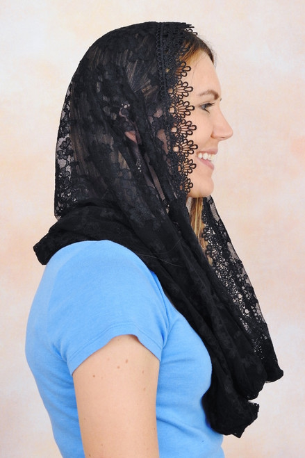 Side profile of Veils by Lily's Soft Floral Bouquet Infinity - Available only in black. 