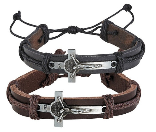 St. Benedict Leather Men's Bracelet 