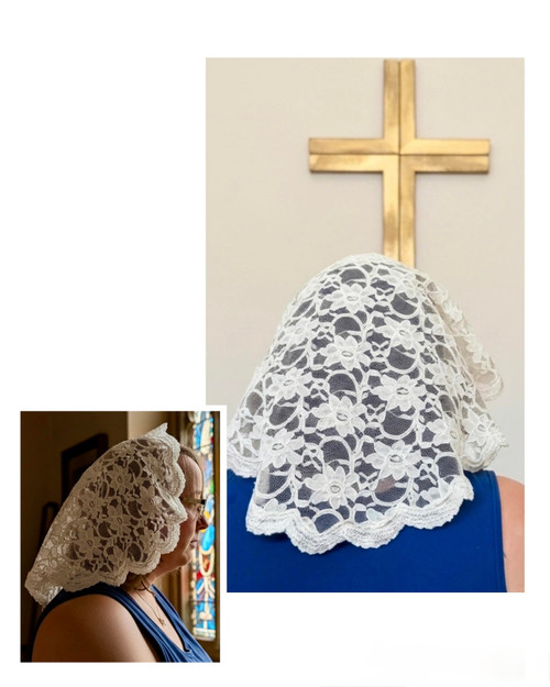 St. Tabitha Corded Lace Half-Circle Mantilla