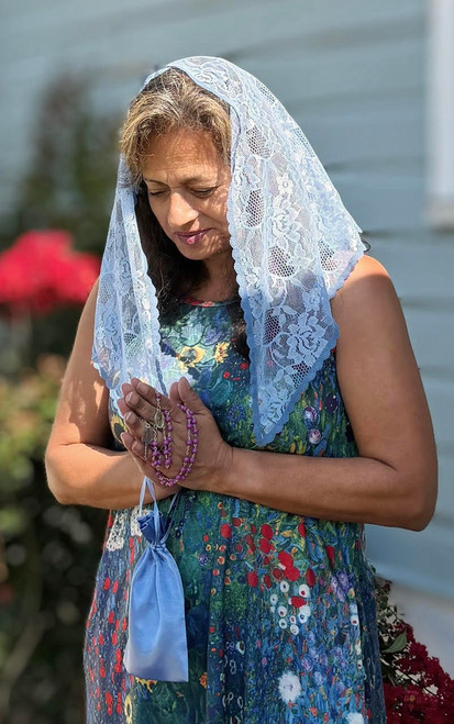 Summer Series - Premium Starter Veil in Pastel Blue with Marian Blue Trim