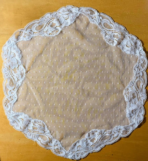 Custom Circle Dot Tulle "Star of David". Can you see the star in the pattern? It is naturally made and gives extra detail to this beautiful circular veil. 