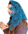 Ocean Blue "Woman wearing a long floral lace Catholic mantilla"