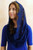 Navy Blue French Lace Pearl Infinity Veil