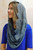 Charcoal Blue French Lace Pearl Infinity Veil