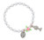 beautiful girls pearl bracelet with silver spacer beads, Our Lady, Rose, and Eucharist detail 
