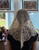Holy Cross Devotional Veil in Ivory with gold embroidery, showcasing the elegant back drape and embroidered cross motif.