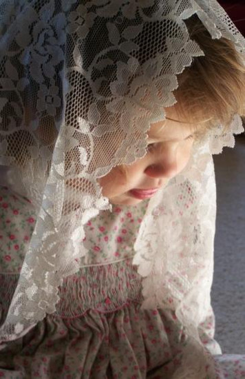 Short Black Floral Lace Mantilla - Angelus Press