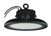 ▪Available in 4000k (neutral white) and 5000k (cool white) color temperatures.
▪Long life LEDs provide 174,000 hours of operation with at least 70% of initial lumen output (L70).
▪Provides a range of 14,000 to 34,000 nominal lumens.
▪Universal 120-277 AC voltage (50-60Hz) and 6-foot incoming AC power cords are standard.
▪0-10vdc dimming drivers are standard.
▪Watertight, compression-type electrical connectors.
▪Mounting options include suspension from pre-installed mounting hook, yoke mounting, snap hook, and attachment to electrical conduit.
▪Glass lens.
▪Power factor > 0.90.
▪Total harmonic distortion < 20%.
▪Color rendering index > 80.
▪Die cast aluminum housing, painted black.
▪Easy installation in new construction or retrofit.