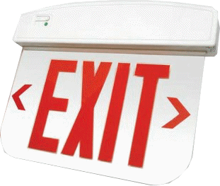 VPLELRXTEU Thermoplastic LED Edgelit Exit Sign • Injection-molded, engineering grade 5VA, flame retardant, high- impact resistant thermoplastic housing in white or black finish.