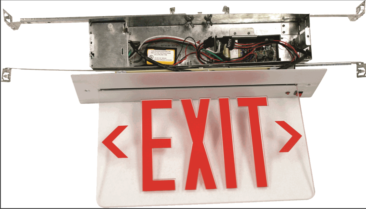VRELZXTE   Recessed Aluminum LED Edglelit Exit Sign
