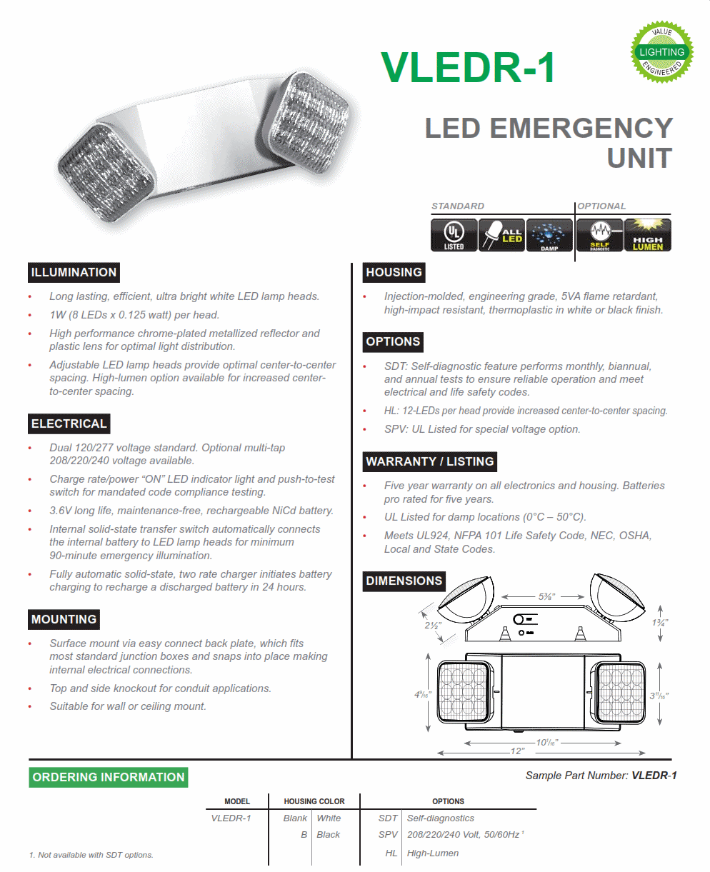 VLEDR-1   LED Emergency Light