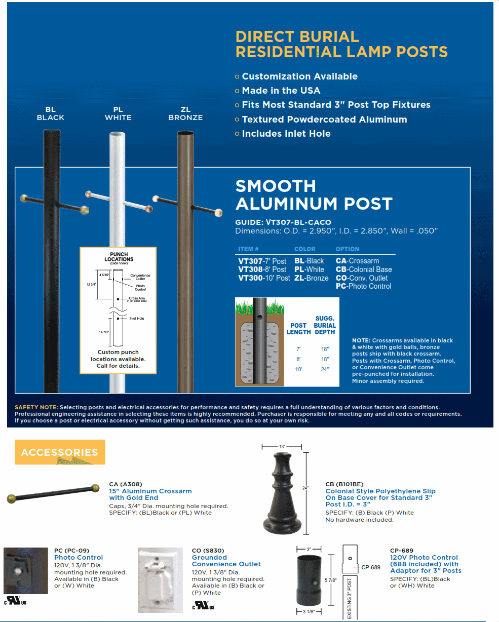 Residential Decorative Aluminum Light Poles and Accessories